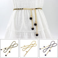 LM Adjustable Women Fashion Metal Pearl Dress Belt Ladies Dress Coat Ketting Riem Waistband