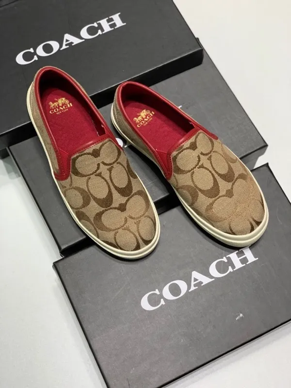 COACH Women Flat shoes Slip-Ons Boat Shoes shoes Loafers women's branded  shoes Giày bốt nữ Giày đế bằng 