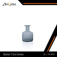 JJGLASS - (AMORN) Bottle 7/16 Smoke - แจกันแก้ว แจกันขวด แจกันสีเทา แจกันสีควันบุหรี่ ขวดแก้วสีเทา ขวดสีควันบุหรี่ แฮนด์เมด ความสูง 16 ซม.