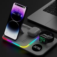 Professional 5 In 1 Wireless Fast Charger Dock Charging Station for Apple Watch 8 7 Galaxy Watch 5 4 3 iPhone Samsung S23 Fold 4