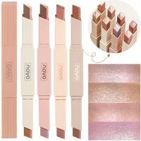 NOVO 2 In 1 Double Color Gradient Velvet Eye Shadow Stick Lazy Makeup Waterproof Lasting Shimmer Metallic Eyeshadow Stick Pen