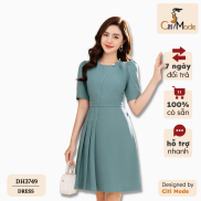 Đầm công sở nữ thiết kế cao cấp CITI MODE dáng xòe cổ tròn đính ngọc xếp