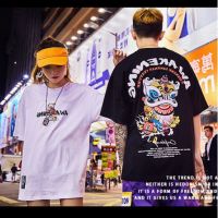 เสื้อยืดแขนสั้น พิมพ์ลาย ทรงหลวม สไตล์ฮิปฮอป สำหรับผู้ชายและผู้หญิง