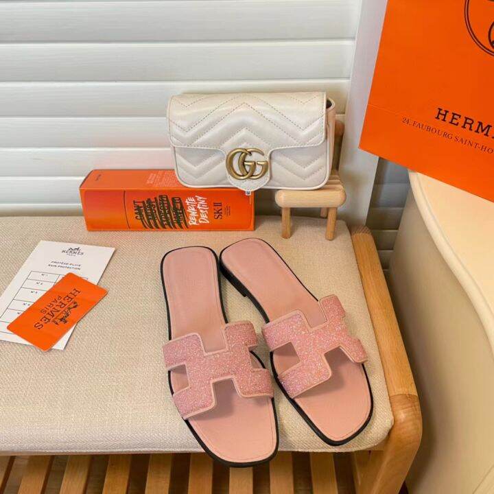 original-box-ladies-shoes-lambskin-ladies-flat-slippers-beach-shoes