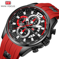 MINI FOCUS Fashion Watches For Men Top nd Luxury Quartz Waterproof Sports Wristwatches Relogio Masculino Red Silicone Strap