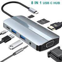 USB VGA ฮับกับ4K HDMI Tf/sd PD 100W AUX แท่นวางมือถือสำหรับ2021-2016 MacBook Pro 13/15/16 Mac Air ใหม่/Surface iPad Pro Feona