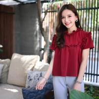 prettythingonme (PREORDER) Hula Blessing Top - สี Burgundy เสื้อระบายจุ๊กจิ๊ก ผ้าญี่ปุ่น ใส่สบาย