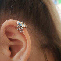 【 Thebestlove88】2021แฟชั่นกบหูข้อมือผ้าไหมต่างหูแบบมีสายรัดสำหรับผู้หญิง Earcuff ไม่มีการเจาะปลอมกระดูกอ่อนต่างหู