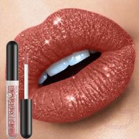 Red Sexy Shimmer LipSticks Waterproof Glitter Lipstick Makeup Long Lasting Internet Celebrity Lipstick For Lazy Cosmetics Beauty