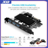 PCI Express USB 3.0การ์ดอะแดปเตอร์ PCI-E USB 3.0ตัวควบคุมฮับพร้อม15Pin แหล่งจ่ายไฟ USB 3.0ประเภท-C PCIE Extender การ์ด