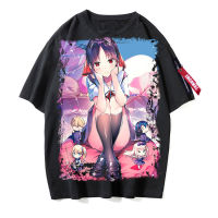 Kaguya-Sama: รักสงครามผู้ชายฤดูร้อนเสื้อยืดแขนสั้นสำหรับสตรี Tees เสื้อยืดสีดำสำหรับทั้งหญิงและชายแขนสั้นวัยรุ่น Streetwear Harajuku Ripped กราฟิกพิมพ์เสื้อ