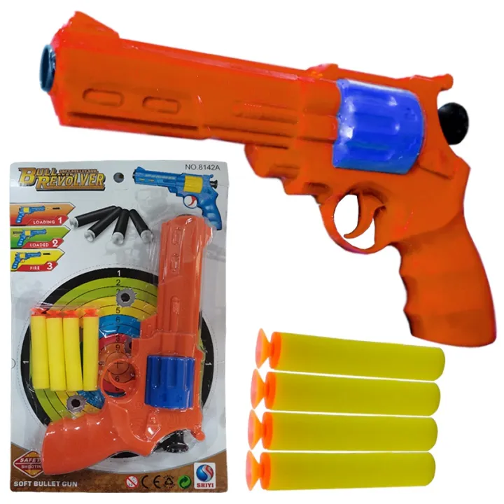 Bull Revolver Safety Shooting Soft Bullet Nerf Gun With 4pcs Nerf ...