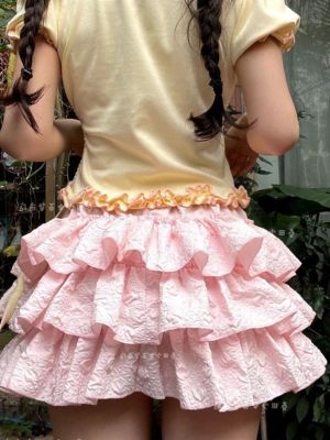 ✑ Dopamine three-dimensional design fluffy cake skirt female Japanese high-waist girl Lolita pumpkin pants short skirt summer