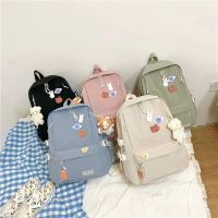 กระเป๋าสะพายหลัง Backpack กระเป๋าเป้ 5สี กระเป๋านักเรียน พร้อมพวงกุญแจตุ๊กตาและเข็มกลัด กระเป๋าเป้สะพายหลัง กระเป๋านักเรียน สไตล์เกาหลี สําหรับผู้หญิง กระเป๋าเป้สะพายหลัง ความจุเยอะ สําหรับผู้หญิง นักเรียน