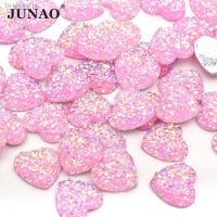 ✉▽№ JUNAO 12mm Pink AB Heart Rhinestones Flat Back Crystal Stones Resin Applique Non Sewing Scrapbook Strass DIY Crafts