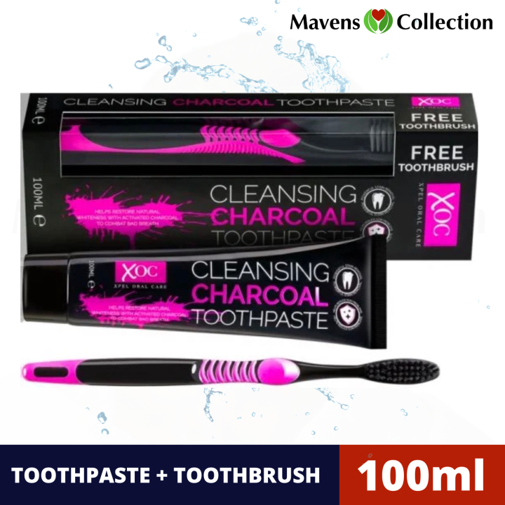 XOC Cleansing Charcoal Toothpaste 100ml with Free Toothbrush by Mavens