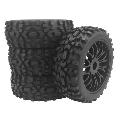4Pc RC Buggy Wheels and Tyres with Hex 17mm Wheels Rims 1/8 Scale Off-Road Car for 1:8 RC On-Road Buggy Car