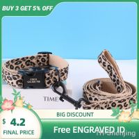 【DT】hot！ Personalized Leopard Field Collar Camouflage Printed Dog Engraved ID Leash Set Adjustable for Dogs