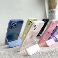 Stand Bracket Phone Case For iPhone 14 13 12 11 Pro Max XR X XS Max 7 8 Plus Transparent Soft Silicone Holder Clear Back Cover