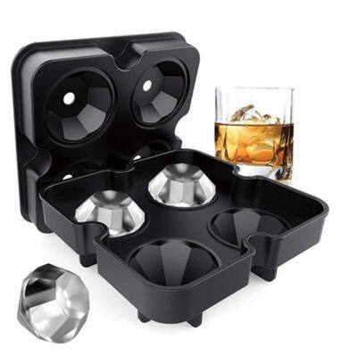 Silicone Ice Cube Tray Mold Diamond Shape 4 Grids Ice Cream Maker Mould Fruit Cube Molds Dr