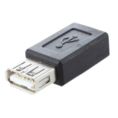 Black USB 2.0 Type A Female to Micro-USB B Female Adapter Plug Converter