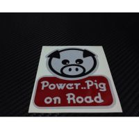 สติ๊กเกอร์ตัดคอม สะท้อนแสง 3M แท้ รูป หมู Pig on Road มีหมูบนรถ sticker แต่งรถ ติดรถ สติกเกอร์ สติกเกอ น่ารัก หัวหมู ติดท้ายรถ