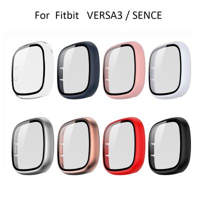 For Fitbit Versa3 Case with Screen Protector Anti-Scratch Shockproof Matte Hard Cover and Hard Screen Protector for Fitbit Versa3 Fitbit Sense Case