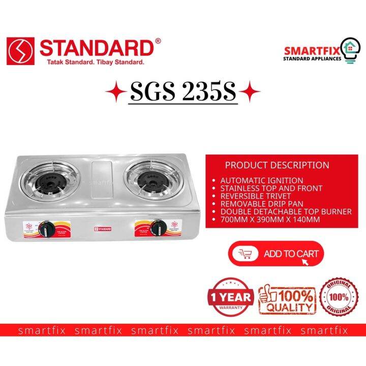 ♬Standard Double Burner Gas Stove SGS 235S Original Heavy Duty♖ Lazada PH