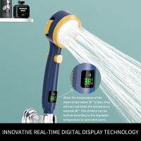 Bernicl Shower Head LED Digital Temperature Display High Pressure Handheld Bathroom Water Saving Showerhead Pressurized Adjustable Spray