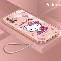 เคส Samsung A71เรียบง่ายสุดหรูชุบทองเคสโทรศัพท์ Hello Kitty เคสซิลิโคน TPU นิ่ม