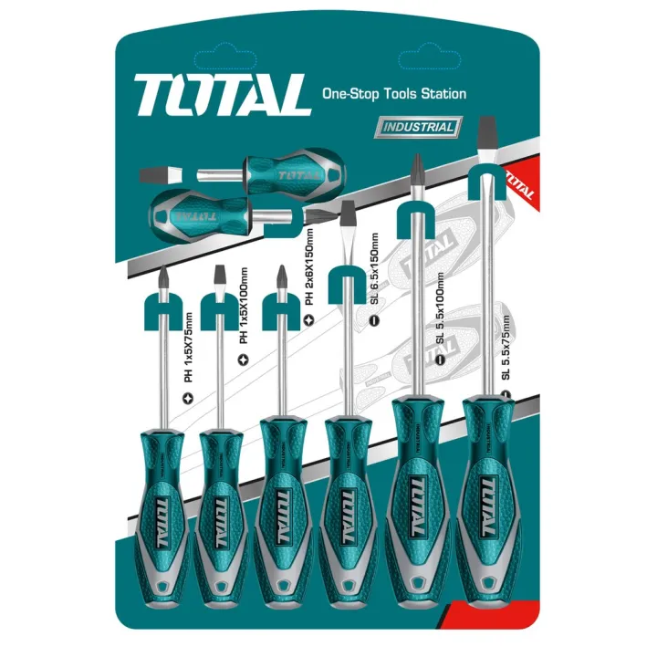 ชุดไขควง 8 ตัวชุด TOTAL รวมหัวแฉกและแบน THT250608 | Lazada.co.th