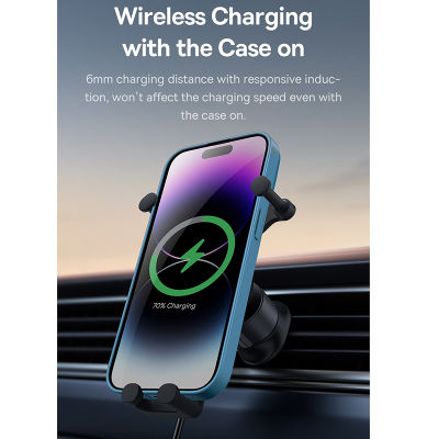 Baseus 15W Car Wireless Charger ที่วางศัพท์ในรถยนต์ cket Mount Fast QI Charger ที่ชาร์จมือถือสำหรับ Samsung