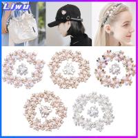 LIWU 10PCS ที่เป็นประกาย คริสตัล เครื่องประดับหมวก กระดุมมุก ปุ่ม Rhinestone คลิปหนีบหมวก กิ๊บติดผมไข่มุก