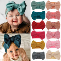 Solid Turban แถบคาดศีรษะไนลอนยืดหยุ่นสูง Bow Top Knot Headwrap สำหรับเด็กทารกเด็กวัยหัดเดินผมวงแฟชั่นเด็กอุปกรณ์เสริมผม