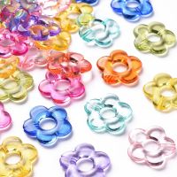 50~100pcs Flower Shape Colorful Transparent Acrylic Bead Frames Spacer Beads For Jewelry Making Necklace Bracelet DIY Accessory Beads