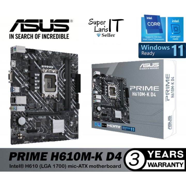 Motherboard ASUS PRIME H610MK D4 Intel LGA 1700 DDR4 mATX Lazada