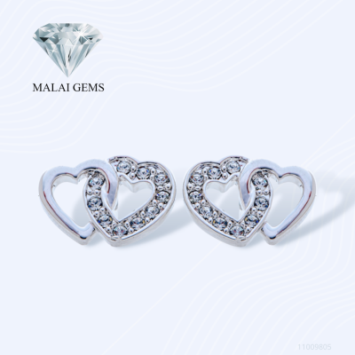 Malai Gems ต่างหูเพชร ต่างหูหัวใจ ต่างหูเพชรหัวใจ เงินแท้ Silver 925 เพชรสวิส CZ เคลือบทองคำขาว รุ่น 11009805 แถมกล่อง