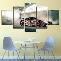 Luxury Nissan GTR รถกีฬาผ้าใบพิมพ์-5แผง Wall Art สำหรับตกแต่งบ้าน-HD พิมพ์โปสเตอร์-ไม่ต้องใช้กรอบ-Perfect Room Decor รูปภาพ