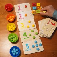 ✴☂❄ Kids Montessori Wooden Toys Hands Brain Training Clip Beads Chopsticks Beads Toys Early Educational Puzzle Board Math Game To L1