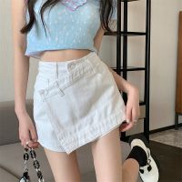 ☈№✐ Fashion Irregular Stitching Denim Shorts Slender Skirt Design Niche Culottes Women