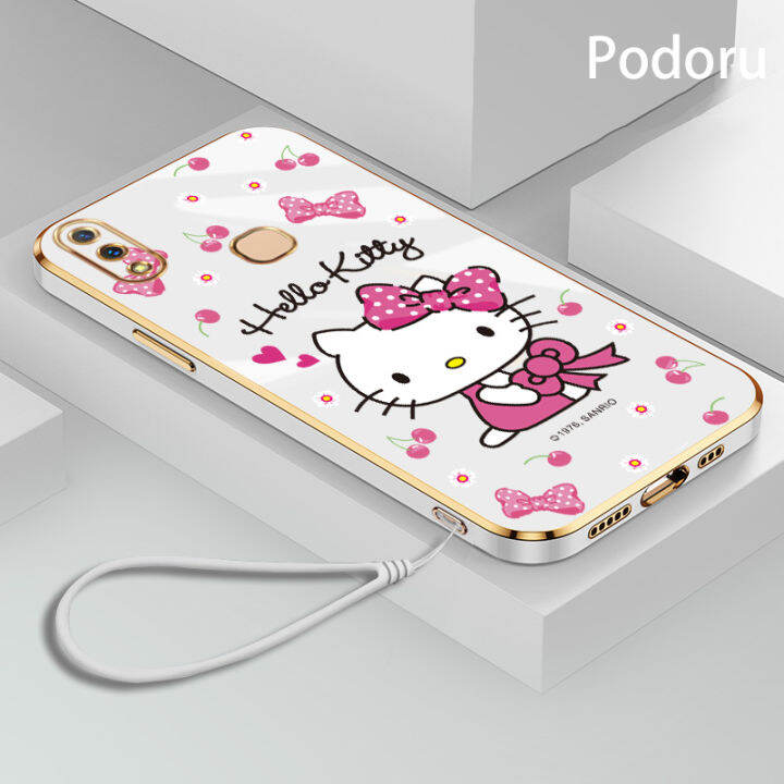 เคส-vivo-y85-z3x-z1i-v9-y85a-1727-1726เรียบง่ายสุดหรูชุบทองเคสโทรศัพท์-hello-kitty-กรอบซิลิโคน-tpu-แบบนิ่ม