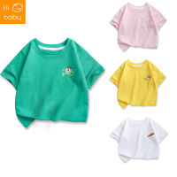 Pure Cotton Top for Boys and Girls Childrens Summer Summer Candy Color T-shirt Colorful Round Neck Short Sleeve T-shirt Set