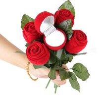 Chloeh Hornbye Shop 1 Pc Red Rose Shaped Ring Box Valentines Day Gift Personalized Ring Box for Red Rose Wedding Ring Box