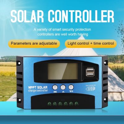 30A 40A 50A 60A 70A 80A 90A 100A MPPT Solar Charge Controller Dual USB LCD Display 12V 24V PV Panel Charger Regulator Load