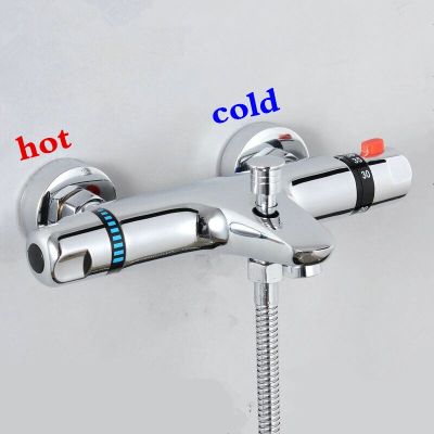 ก๊อกน้ำฝักบัวอุณหภูมิคงที่ห้องน้ำรวมวาล์วผสมน้ำร้อนและเย็นติดตั้งบนผนังก๊อกน้ำอุปกรณ์ห้องน้ำ