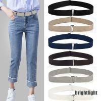 (brightlight) Invisible Belt Buckle Plastic Elastic Belt Women Men Adjustable Belt Fashion