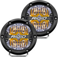 Rigid Industries - 360 Series 4" LED Off Road Drive Beam Lights, LED Off Road Lights, Amber Backlight, Durable Off Roading Lights, 50,000 Hour Lifespan, Easy to Install (Amber, Pair Lights, 36118)