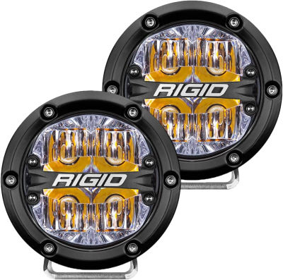 Rigid Industries - 360 Series 4" LED Off Road Drive Beam Lights, LED Off Road Lights, Amber Backlight, Durable Off Roading Lights, 50,000 Hour Lifespan, Easy to Install (Amber, Pair Lights, 36118)