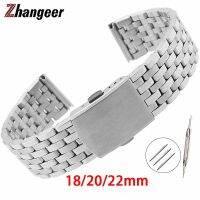 ♨❉ สายนาฬิกาสแตนเลส 18mm 20mm 22mm Universal Wristband Light Strap Silver Belt Accessories With Tool