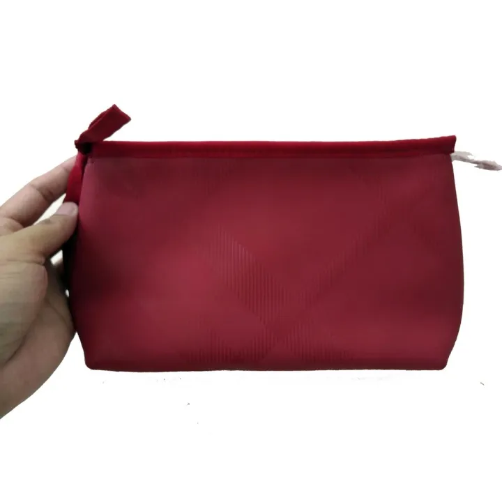 COD Burberry Beauty Large Red Signature Pattern Cosmetic Makeup Bag Pouch |  Lazada PH